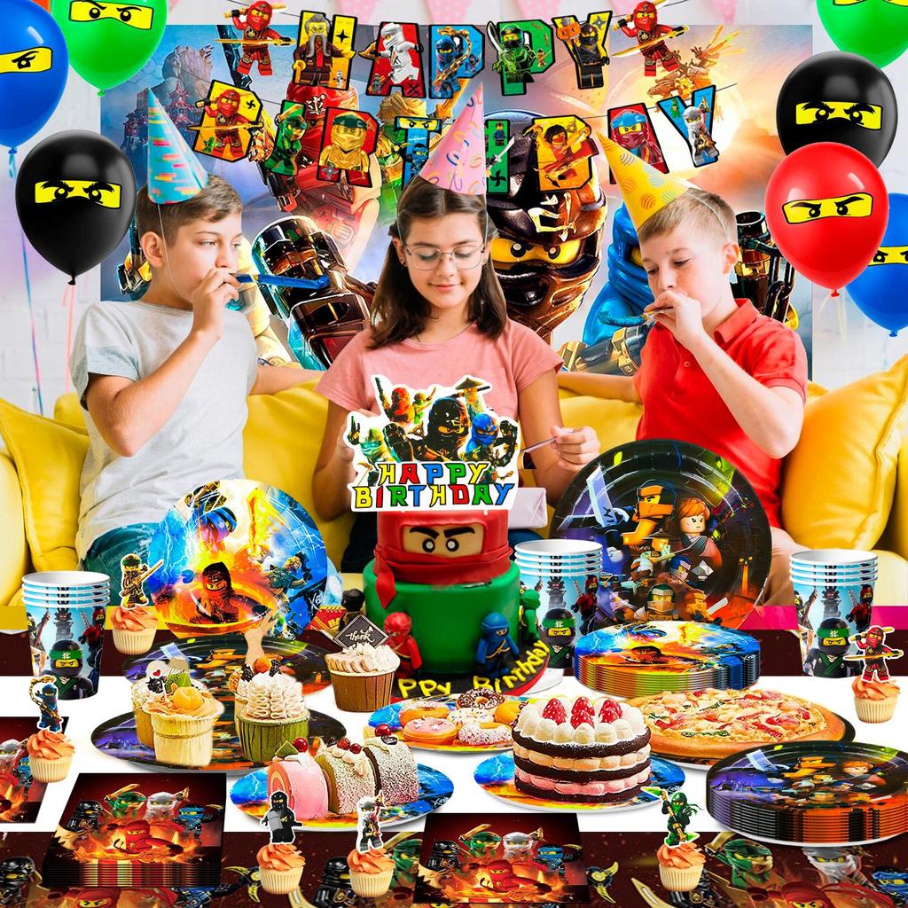 Набор разноцветных украшений для детской вечеринки в стиле ниндзя