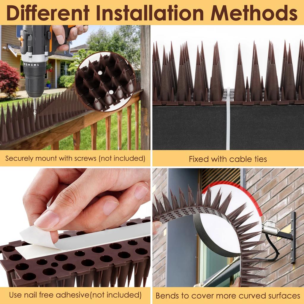 6Pcs Plastic Bird And Pigeon Spikes Fence Wall Spikes Bird Deterrent Spikes Anti Bird Spikes for Outside to Keep Birds Away NEW