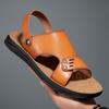 Модные сандалии мужские 2024 летние повседневные спортивные пляжные туфли мужские дышащие удобные уличные модные кожаные тапочки мужские