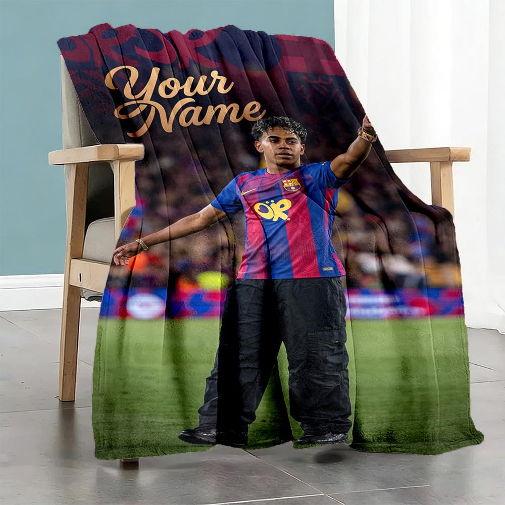 Lamin Yamal Personalized Name Blanket Cozy Personalized Blanket Warmthful Decor Perfect For Seaside Couch Bedding Nap Four Seasons Multipurpose