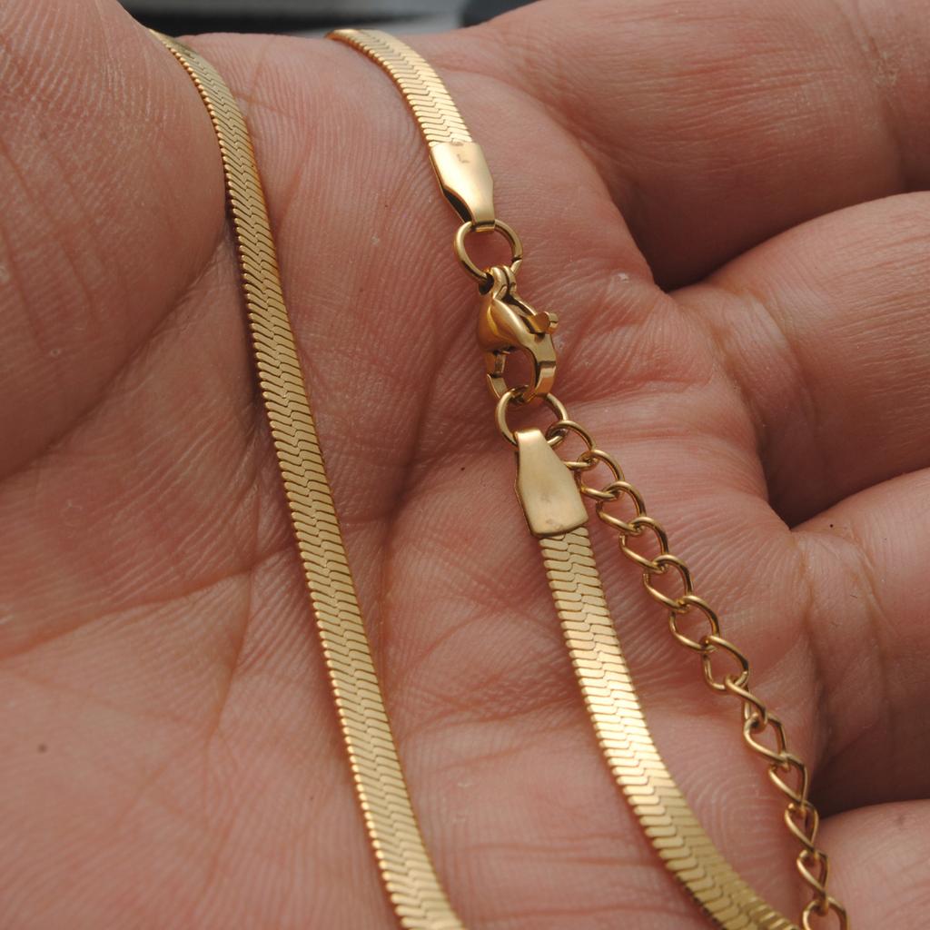 Titanium Steel Basic Necklace Gold Chain Flat Snake Chain Sweet Often Accessories Women'S Collarbone Chain Neck Chain