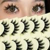 5 пар накладных ресниц в мультяшном стиле, натуральные, тонкие, на прозрачной основе, из искусственного меха, эффект "кошачий глаз", для естественного ежедневного макияжа