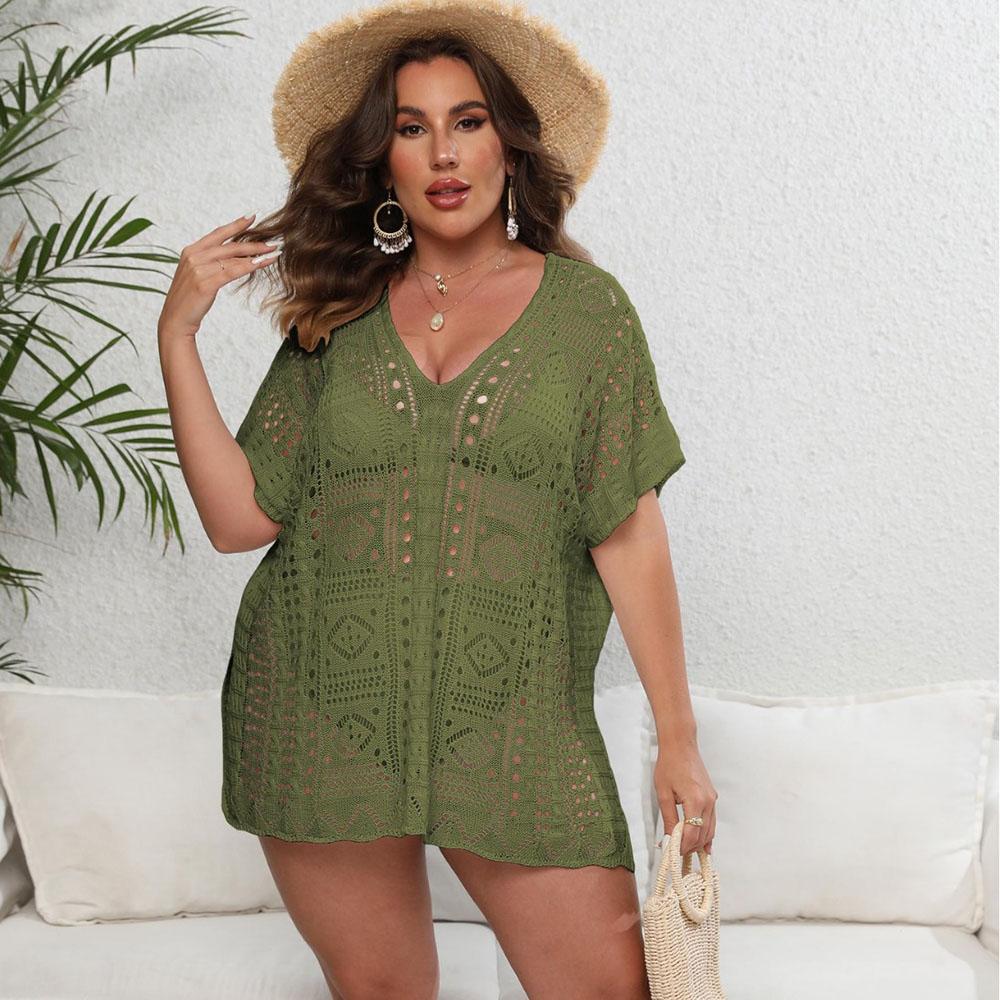 Женская пляжная накидка с вырезом, вязаный свитер, пляжный отдых, бикини, накидка