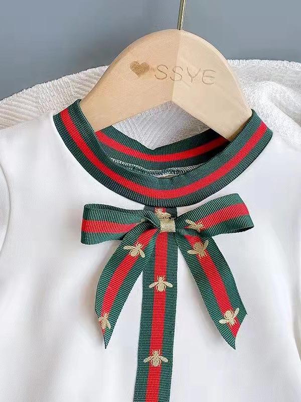 Летнее хлопковое платье принцессы в корейском стиле с бантом для девочек 2023