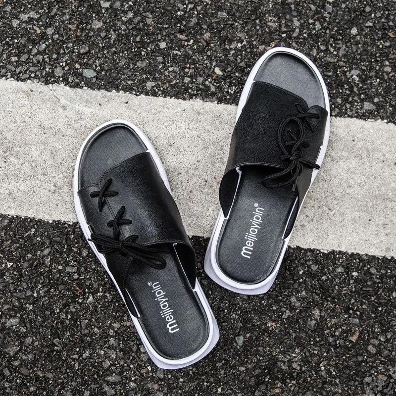 Fashion Platform Slides Men's Shoe Outdoor Male Slipper Clappers 2025 Summer Sale Original Elegant Comfortable Low Price Fun Trend Adult