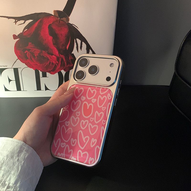 Ins корейский foundation love подходит для чехла для мобильного телефона Apple 16/17Pro IP15 Эпоксидный с конденсатом воды 14/13 чехол с большим отверстием
