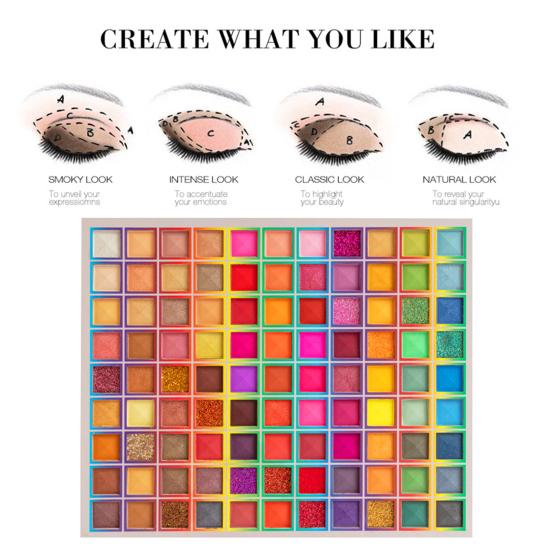 Не слеживающаяся многоцветная портативная 99-цветная блестящая пластина для теней для век для девочек