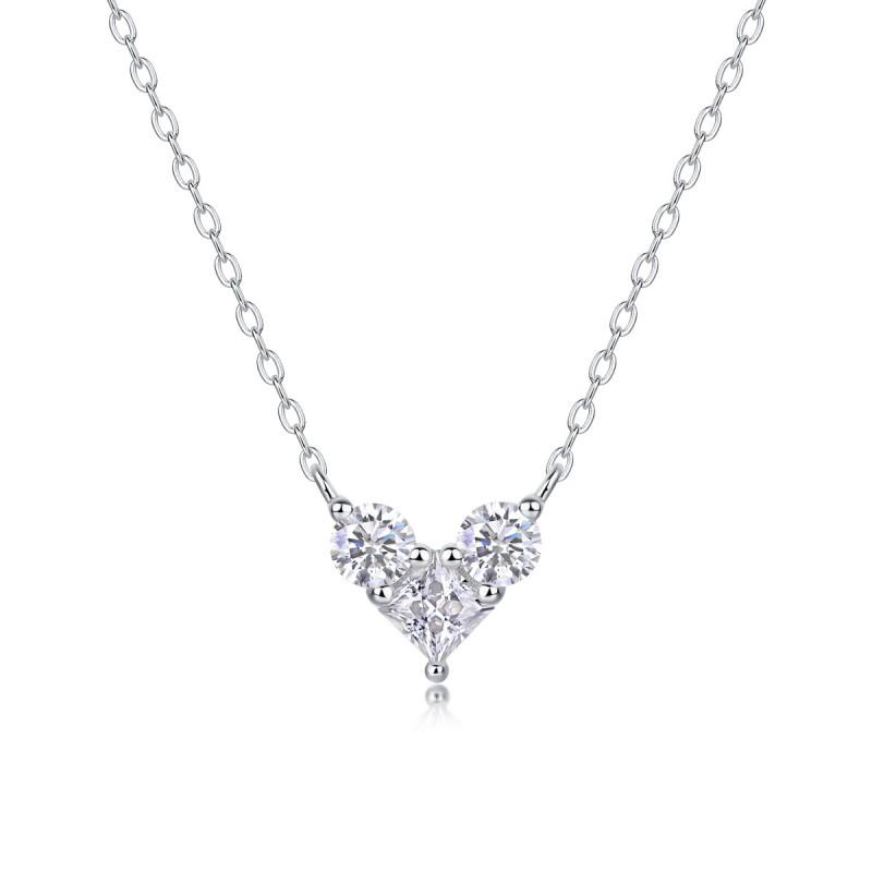 Moissanite Pendant Necklace Women Fashion Light Luxury Clavicle Chain Daily Wear