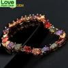 Jewepisode Original Silver 925 Jewelry Rainbow Topaz Gemstone Bracelets For Women New Fashion Birthstone Cocktail Party Bracelet