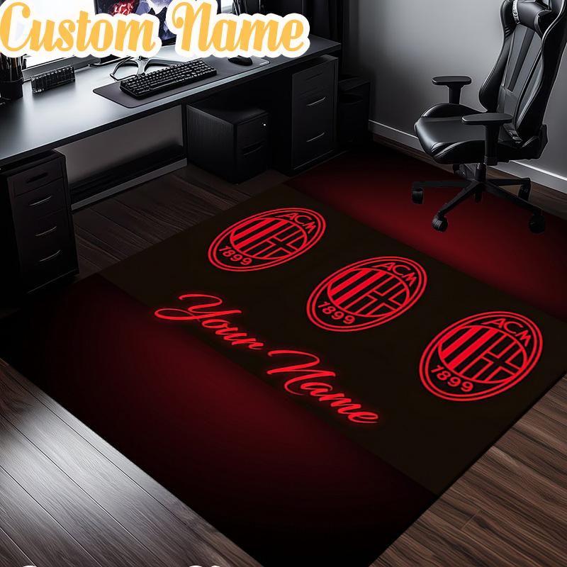 Custom Name Milan Football  Rug, Office Rug, Chair Rug, Carpet for Living Rooms, Doormat Game Rug Home Decor Christmas Gifts