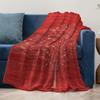 Red Floral Fleece Throw Blanket Soft Cozy Bed Blanket for Women Girls Gift Christmas Decoration