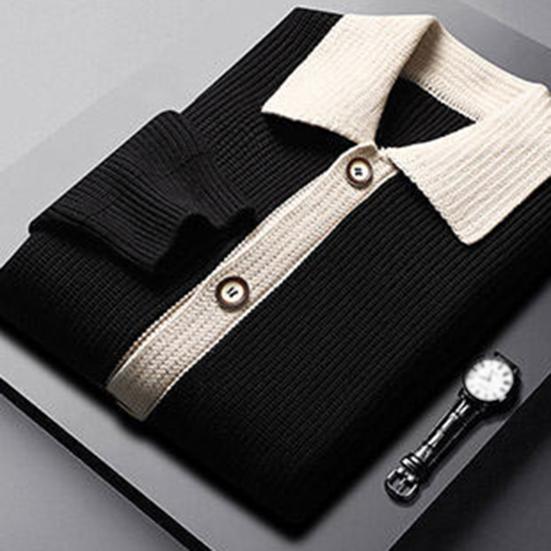 Мужской свитер, пальто, толстый, цветной, застежка на пуговицы, отложной воротник, трикотажная, свободная, сохраняющая тепло куртка, осень