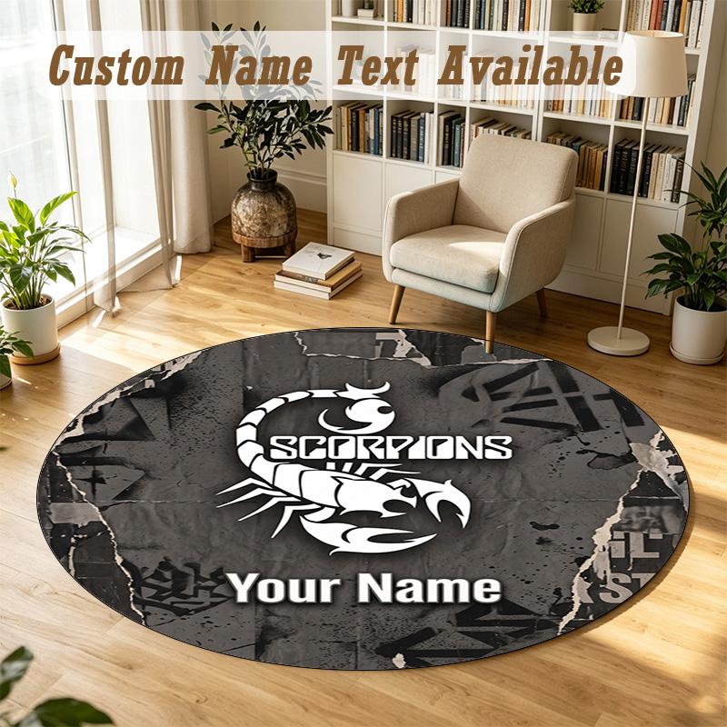 Round Rug Custom NameScorpions Pattern Non Slip Carpet Home Floor Decor