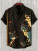 Summer Men's Retro Cartoon Anime Cat Theme Print Short Sleeve Shirts Short Sleeve Tops Fashion Casual Vacation Streetwear Men's Shirts