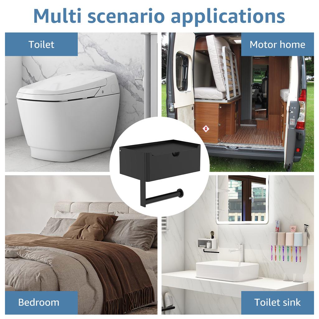 Держатель для туалетной бумаги из нержавеющей стали, самоклеящаяся настенная вешалка для туалетной бумаги с ящиком для хранения домашних принадлежностей для ванной комнаты