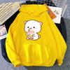 Women's Hoodies Peach And Rubber Harajuku Kawaii Sweatshirt Cat Drink Milk Tea Autumn Winter Plus Size Pullover Clothes