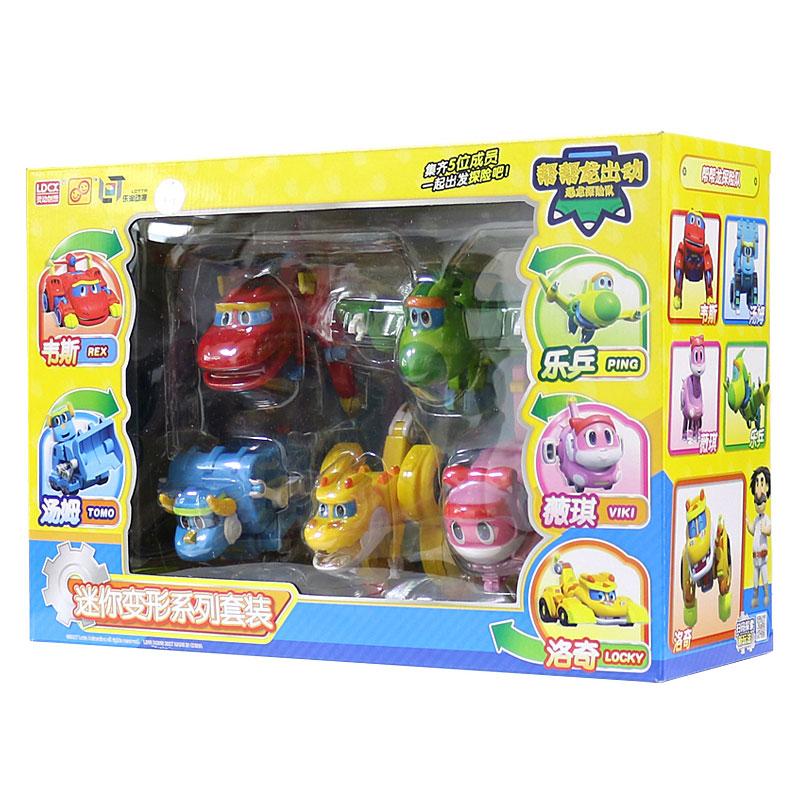 ABS Min Transformation Gogo Dino Action Figures REX Deformation Car Airplane Motorboat Crane Dinosaur Toys for Kids