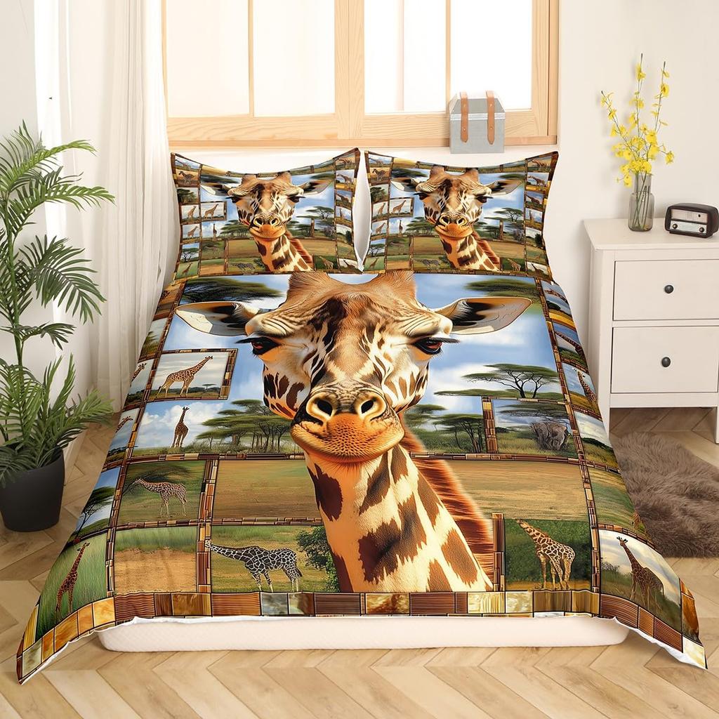 Giraffe Duvet Covers for Boys Girls Quilt Covers Lightweight Down Room Decor Queen King Size 2 Pillowcase 1 Duvet Cover No Quilt