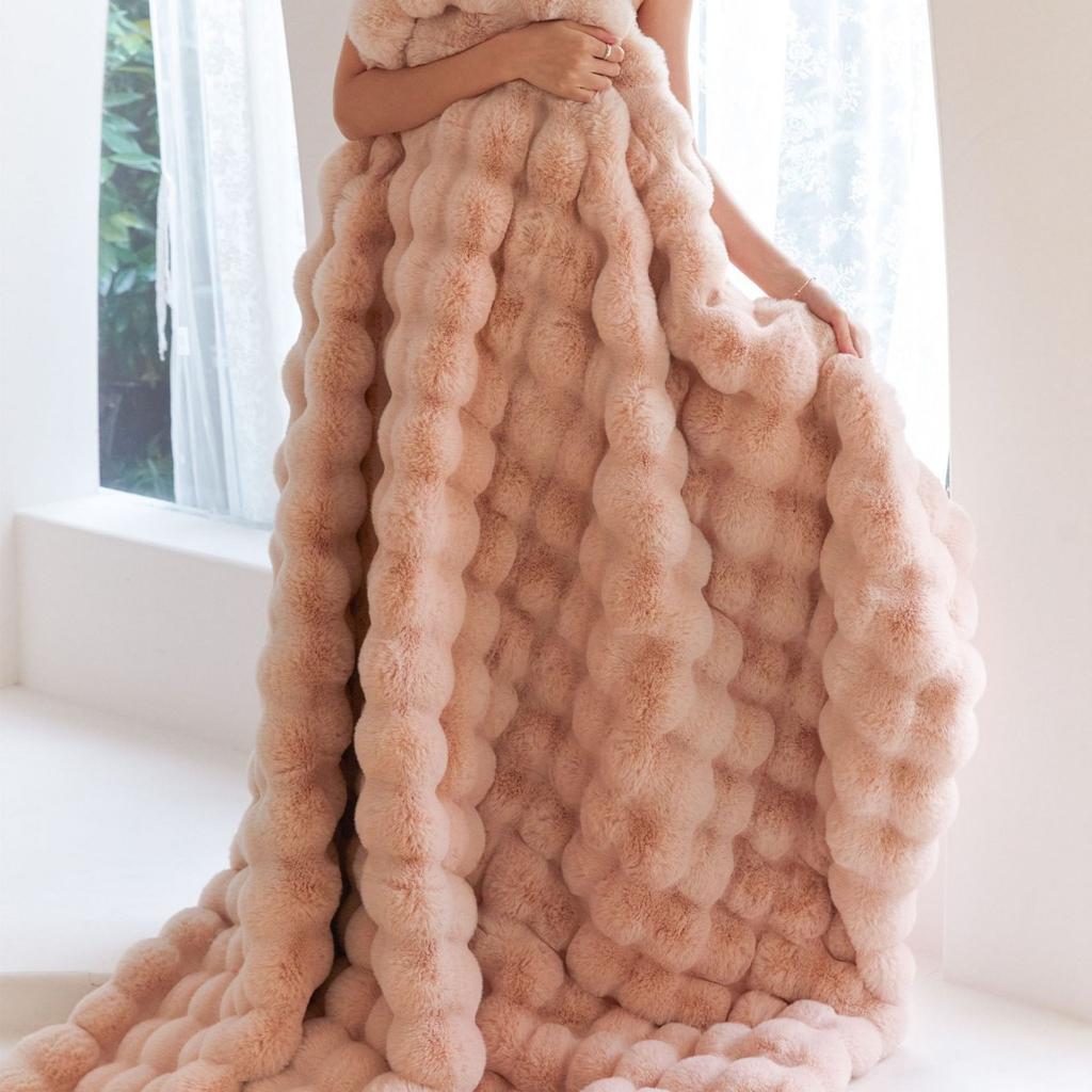Blanket Imitation Rabbit Blanket, Bubble Velvet Blanket, Double-sided Thick Office Nap Blanket, Sofa Cover Blanket