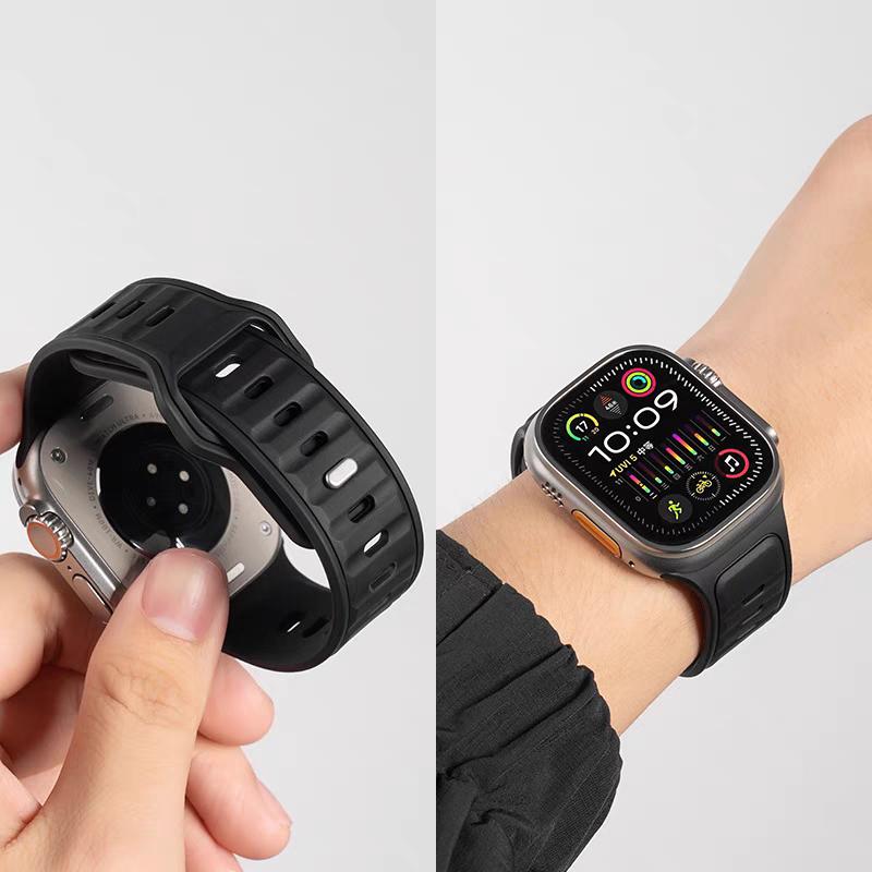 Спортивный двухцветный силиконовый ремешок для Apple Watch Band Ultra 2 49 мм 46 мм 42 44 45 мм браслет для Iwatch Series 10 9 8 7 6 SE 5 4 3