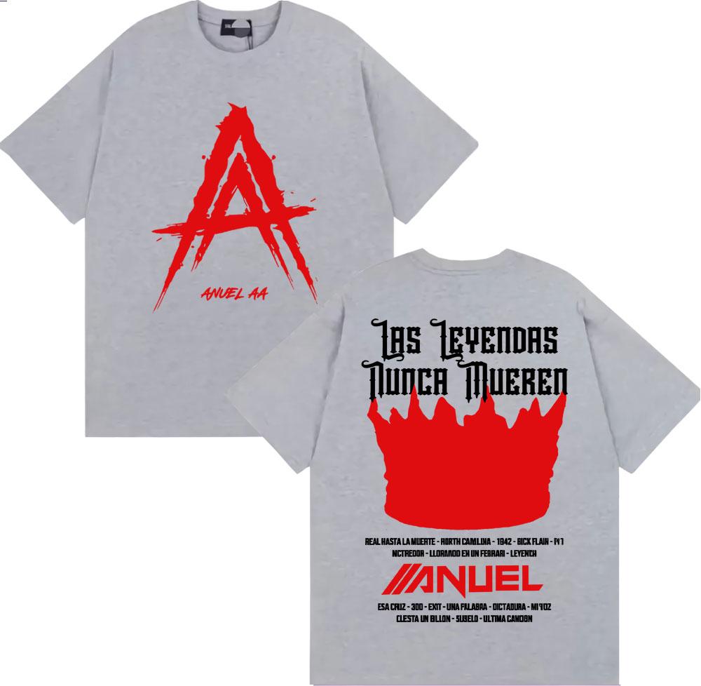 2025 Summer Anuel AA Real Hasta La Muerte Printed Tshirt Male Hip Hop Hip Hop Tshirt Cotton Casual Short Sleeve Tshirt