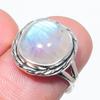 Подарочное кольцо из стерлингового серебра 925 пробы с натуральным радужным лунным камнем S.7 q3B31