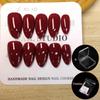 100% ручной работы, короткие миндалевидные ногти, темно-красный набор накладных ногтей с клеем и коробкой, минимализм, простые искусственные ногти, фототерапия, пресс для ногтей