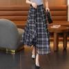 Women's High Waist Retro Plaid Mesh Midi Skirt - Spring/Summer 2025 Collection