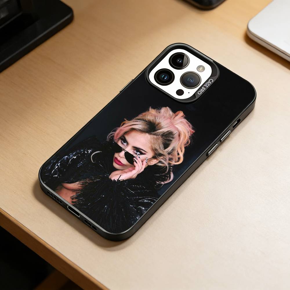 D-Талантливая певица Леди Гага Чехол для телефона для iPhone 17,16,15,14,13,12,11 Plus,Pro Max,XS,Красочный Серебристо-Черный Чехол