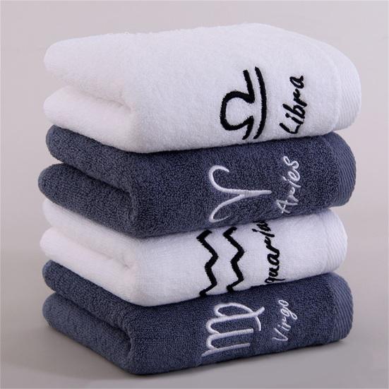 Shower Towel Thickened Lint-free Letters Embroidery Highly Absorbent Soft Cotton Face Towel Washroom