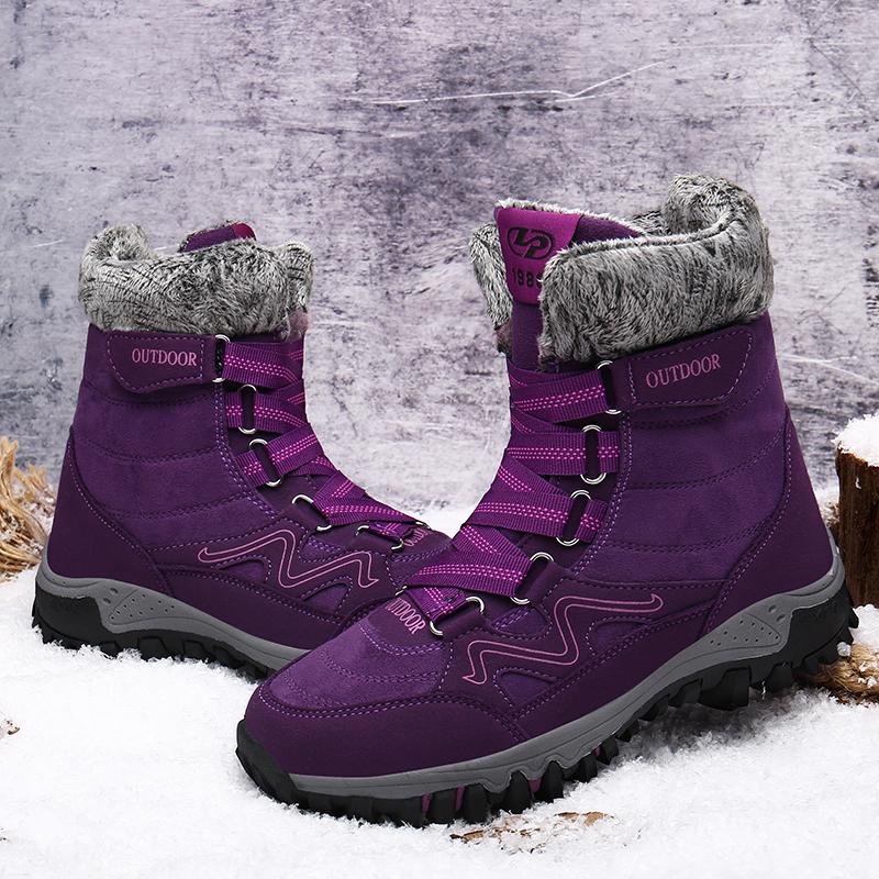 Сапоги унисекс, водонепроницаемые уличные зимние ботинки, теплые и бархатные женские зимние ботинки с высоким берцем