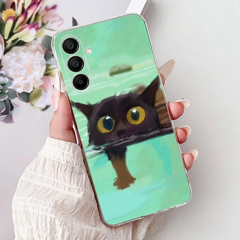 Phone Cases For Samsung Galaxy A15 Case Love Cat Soft TPU Back Cover For Samsung A15 GalaxyA15 Case Shockproof Funda