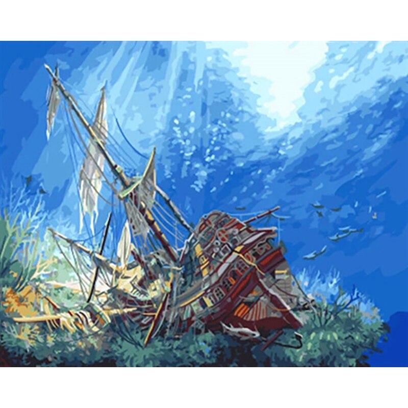 New 5D DIY Diamond Painting Sea View Diamond Embroidery Sailboat Cross Stitch Full Round Drill Home Decor Manual Art Gift