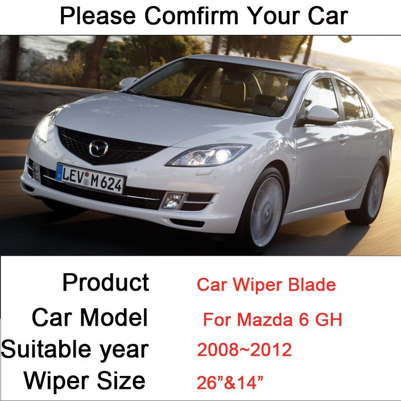 Резиновые щетки стеклоочистителя для Mazda 6 GH 2008 2009 2010 2011 2012 Передние щетки стеклоочистителя Аксессуары для автомобиля Стайлинг Наклейки