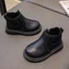 Модные короткие ботинки для мальчиков и девочек, нескользящие ботинки в британском стиле, детские ботинки с боковой молнией, кожаные ботинки с противоскользящим покрытием
