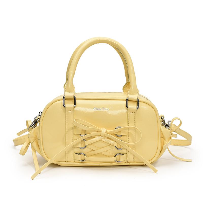 2025 New Simple Ballet Style Lace-up Niche Portable Boston Bag Casual Niche Versatile Foreign Style Messenger Bag