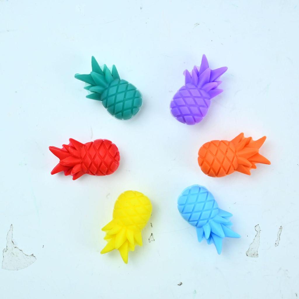 Силиконовые маркеры для бокалов в виде ананасов, набор из шести штук