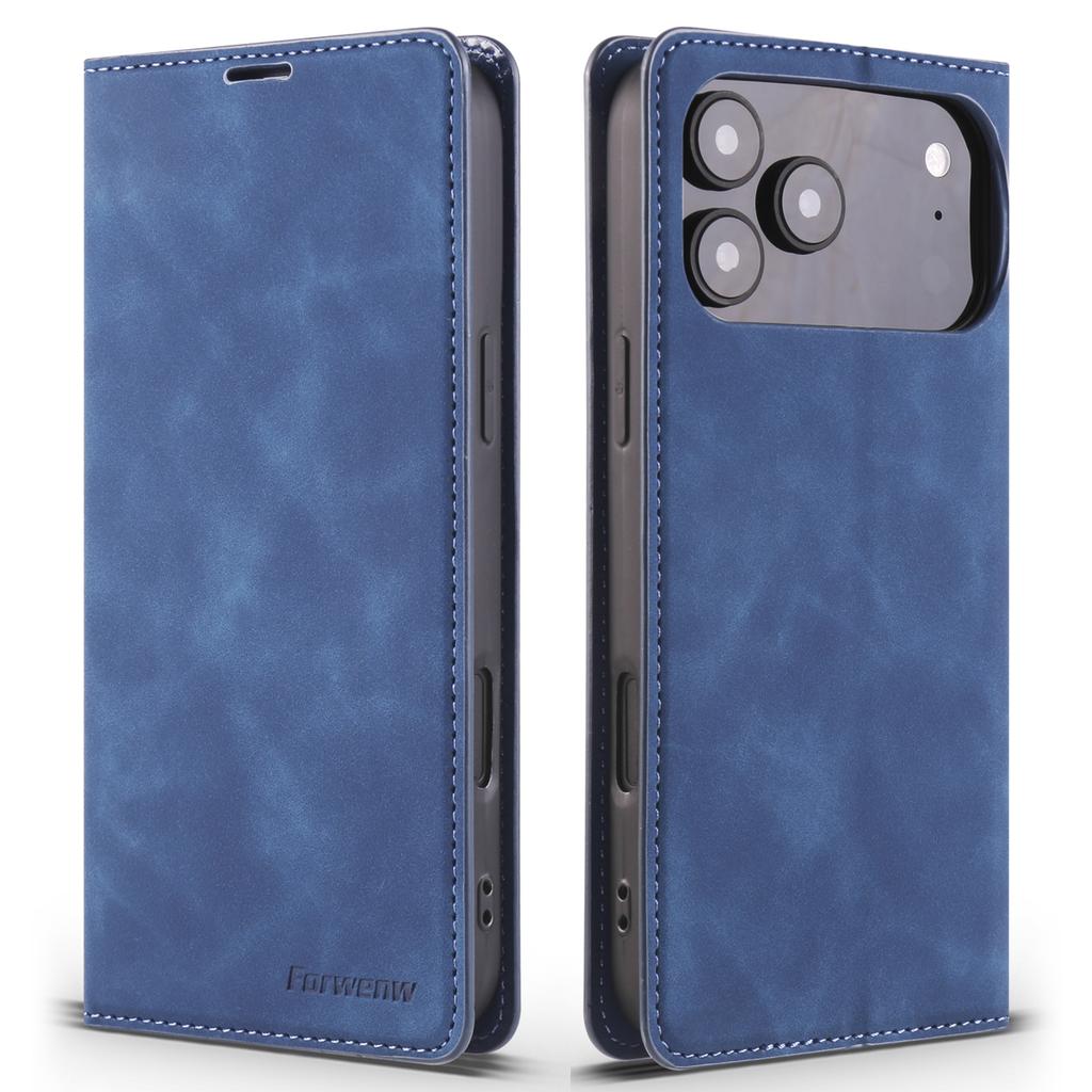 FORWENW For iPhone 17 Pro Max Wallet Case Magnetic Absorption Leather Flip Phone Cover with Stand