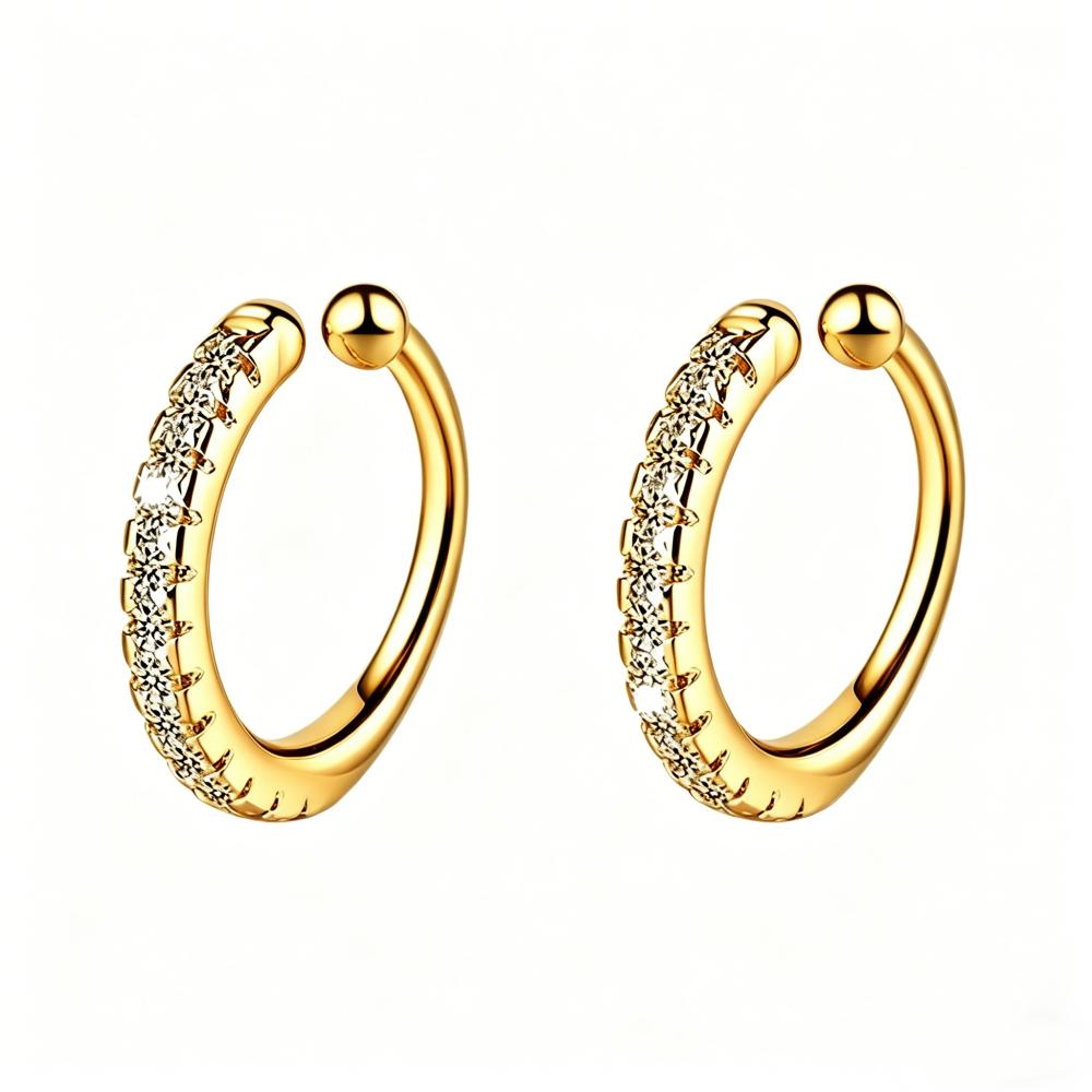 925 Silver Plated Hypoallergenic Letter C Type Zircon Clip Earrings Punk Rock Rhinestone No Hole Clip Ear Women's Jewelry Gift