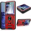 Protective Case - BOOLING - for Samsung Galaxy Z Flip 7 - Rigid Shockproof - Red - 2 Tempered Glass