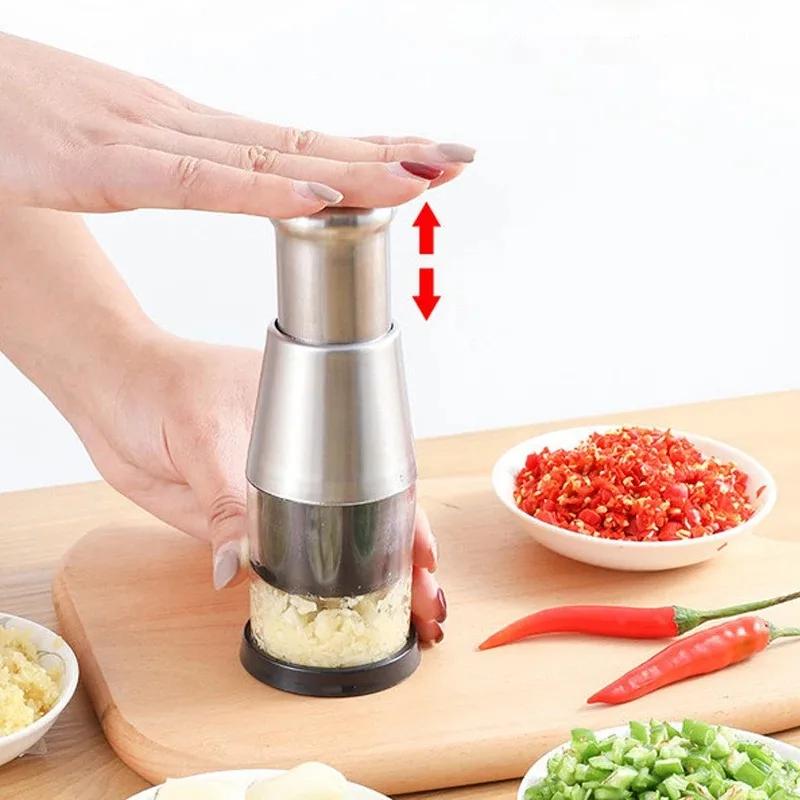 Manual Mincer Garlic Chopper 304 Stainless Steel Garlic Press Crusher Vegetable Onion Cutter Kitchen Cooking Accessories