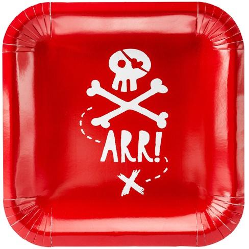 Pirates Plates Red 20X20Cm 6 pcs