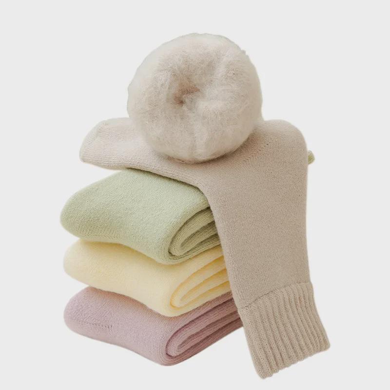 Женские флисовые носки Zhuji средней длины: Плотный, теплый бархат для осени/зимы — идеально подходит для сна и родов