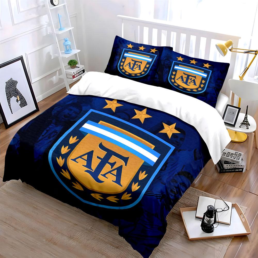 Blue bedding featuring AFA logo. Bedding sets Duvet cover sets Duvet covers Pillowcases(1 * Duvet Cover 2 * Pillowcases without duvet insert)