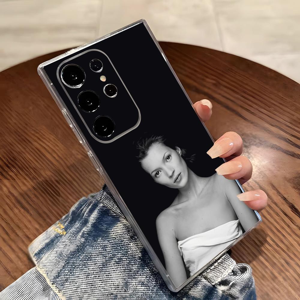 Sexy Supermodel Kate Moss Phone Case For Samsung S26 S25 S24 Ultra S23 Fe S22 S20 S21 Plus Plus 5G Fe Transparent Cover