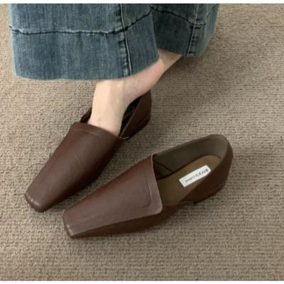 Балетки Женские Лоферы Обувь Элегантная Кожа Квадратный Носок Мягкая Обувь 2026 Тренд Новый Бренд Зима Ходьба Комфорт Chaussures Femme