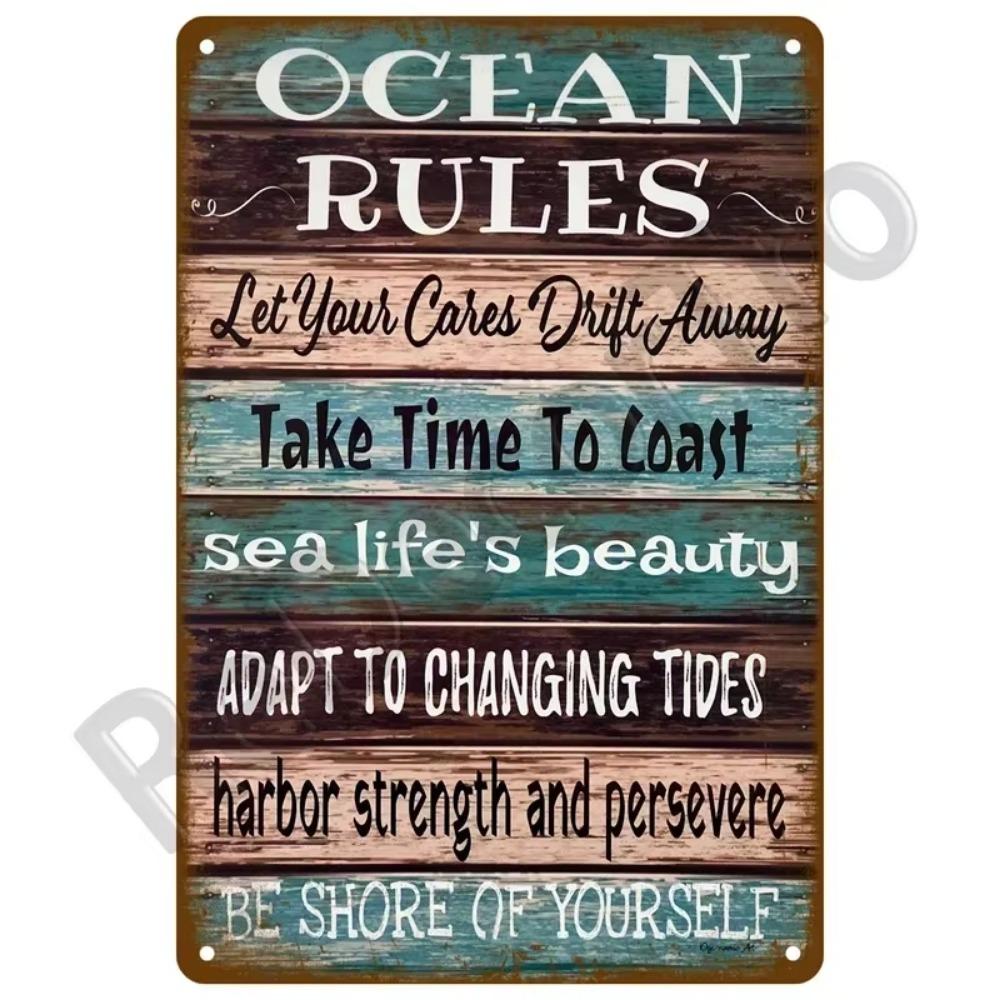 1PC Transform Your Space This Summer: 1PC Exquisite Vintage Metal Plaque, Perfect for Coastal Decor In Homes, Beach Bars & More