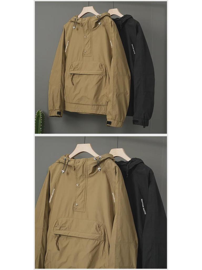 Мужская водонепроницаемая куртка с капюшоном в американском стиле — модная, повседневная, свободного кроя на весну и осень 2024 г.