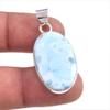Natural Republic Larimar Gemstone Handmade 925 Solid Silver Pendant 1.5" C7A36