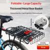 Foldable Bicycle Rear Basket Sturdy Durable Thickened Metal Large Capacity Storage for Cycling Travel Picnic Item Carry